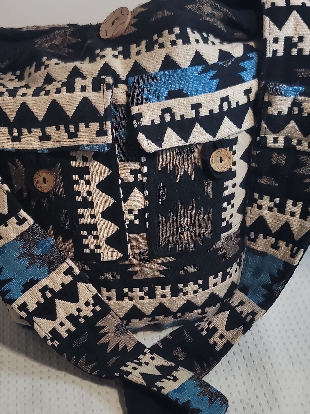 Tribe Azure Handcrafted Canvas Crossbody in Black & Cream